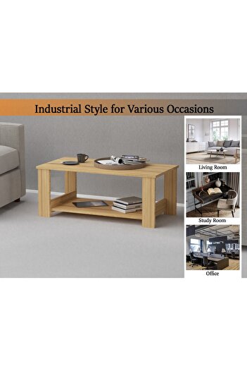 Mahmayi Modern 2-Tier Coffee Table - Durable, Space-Saving, Easy Maintenance - Coco Bolo Finish
