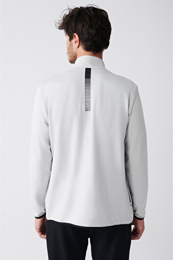 Avva Erkek Gri Interlok Kumaş Dik Yaka Baskılı Regular Fit Sweatshirt A31y1203