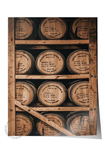 Postifull Rustic Unframed Poster, Scandinavian Brown Painting, No:37 Wooden Barrel Photo, Vertical