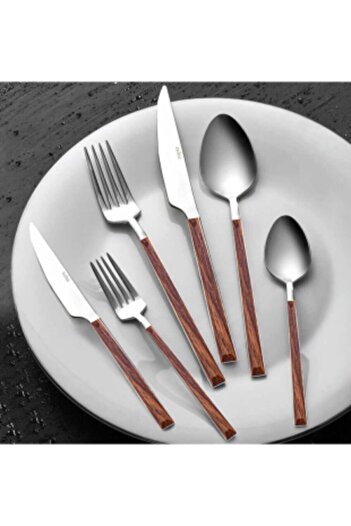 Nehir Vintage Bambu Plastik Saplı 36 Parça Çatal Kaşık Bıçak Takımı