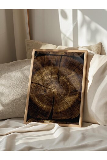 Postifull Rustic Unframed Poster, Scandinavian Brown Painting, No:39 Tree Cross Section 1 Photo, Vertical