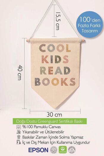 Postifull Çocuk Odası Dekor, Duvar Süsü, Ahşap Bebek Odası Dekor, Canvas Flama, Cool Kids Read Books