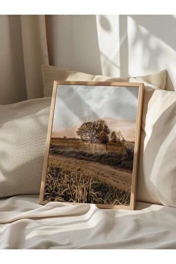 Postifull Rustic Unframed Poster, Scandinavian Brown Painting, No:16 Trees in the Field Photo, Vertical
