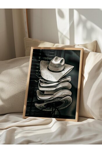 Postifull Rustic Unframed Poster, Scandinavian Brown Painting, No:87 Cowboy Hats Photo, Vertical