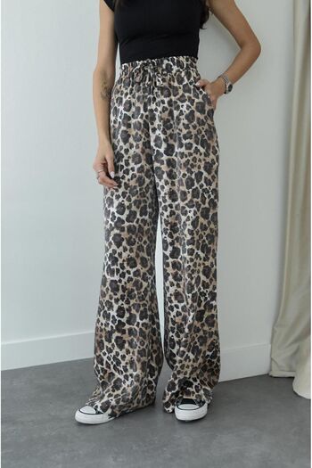 Lady Pixie Shiny Patterned Leopard Draped Trousers