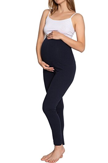 MyBen Women's Navy Blue Adjustable Waist Maternity Maternity Cotton Tights 2022-irf04