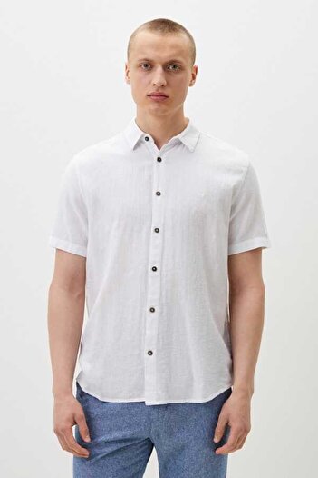 Loft Men's Short Sleeve Linen Shirt - White - XXL - ST07622-white-xxl