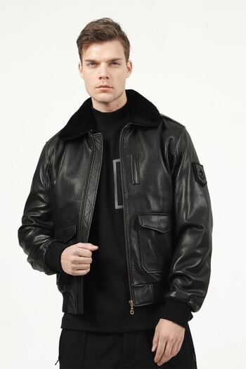 Dericlub Montreal Jumbo Collar - Men's Furry Genuine Leather Coat
