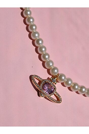Reorah Collection Satürn Bebek Inci Kolye-pembe