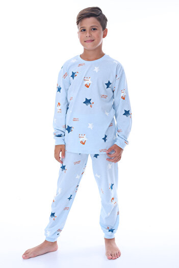 ZUZUNGA Set de pijamale albastre cu model cu note de stea