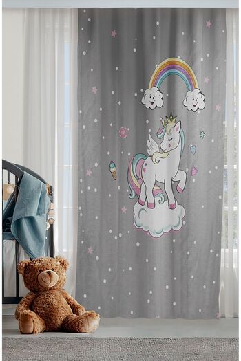 Bebişim Halı Cute Unicorn Double Winged Children's Room Background Curtain