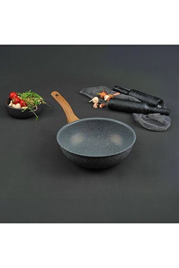 Leydi Marble Natura Granite Wok Pan 28 Cm