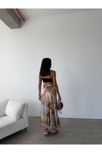 Fiori Luxury Maxi Satin Skirt - Elastic Waist