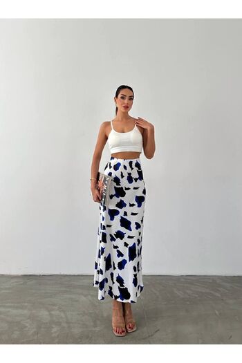 Fiori Luxury Quality Maxi Length Long Satin Skirt with Elastic Waist