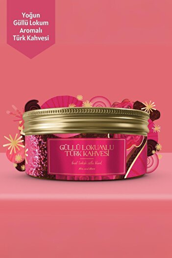 Mim and More Rose Turkish Delight Turkish Coffee, Güllü Lokum Aromalı Türk Kahvesi,150 gr