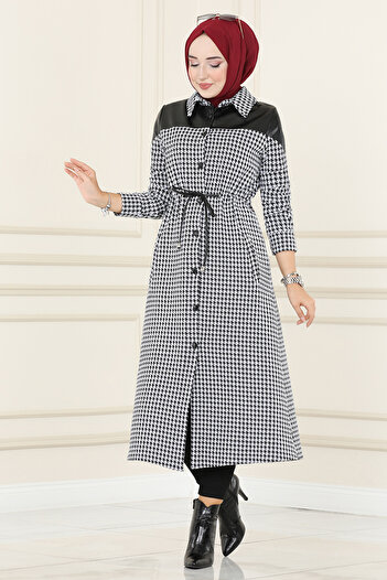 ModaMerve Ecru Hooded Buttoned Jacket - MSL9042