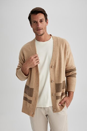 DeFacto Relax Fit V-Neck Knitwear Cardigan A7961Ax23Au