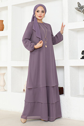 ModaMerve Lilac Chiffon Dress - ASM2698