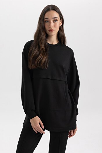DeFacto Tunika s dlouhým rukávem Regular Fit Crew Neck Neck - B0039ax23wn