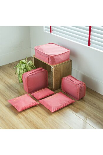Lequeen Red Suitcase Suitcase Organizer 6 Piece