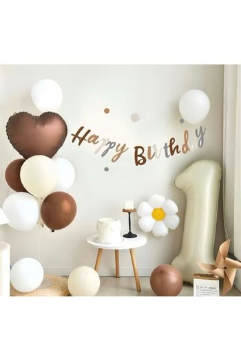 asöy 1 year old Birthday balloon set Sea sand balloon Number Balloon Heart Foil Balloon Chocolate coffee balloon
