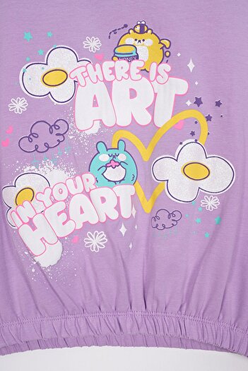 zepkids There Is Art Printed Lilac Color T-shirt για κορίτσια