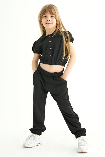 zepkids Girl's - Crew Neck Watermelon Sleeve Shirt and Black Pants Set