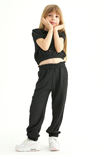 zepkids Girl's - Crew Neck Watermelon Sleeve Shirt and Black Pants Set