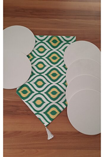 Papuli Set of 6 Patterned Runner and Upholstery Fabric Plates