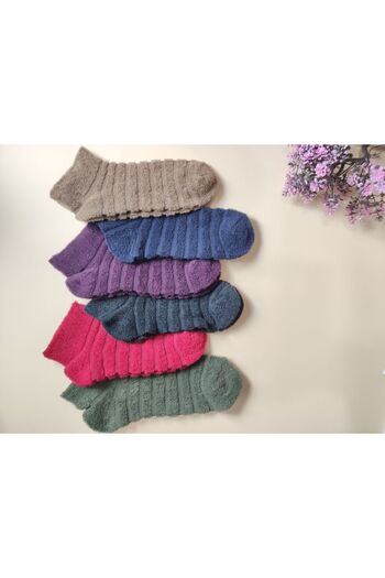 SOYTEMİZ Women's Reverse Towel Booties Socks Combed Cotton Soft 6 Pairs