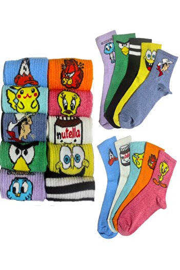 SOYTEMİZ Unisex Character Patterned College Socks 6 Pairs