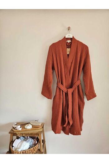 Mia HoMe&Baby 4 Layer Muslin kimono - Bathrobe/MoMent Robe Brick Color
