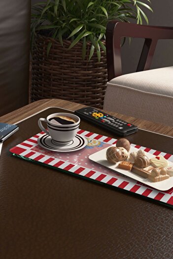 Decovetro Love Patterned Glass Coffee Table Plate - Set of 2 Mixed Colors 30x15 cm