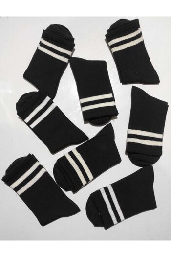 SOYTEMİZ Ριγέ Κολλεγιακές Κάλτσες 8 Ζευγών Μαύρες Unisex