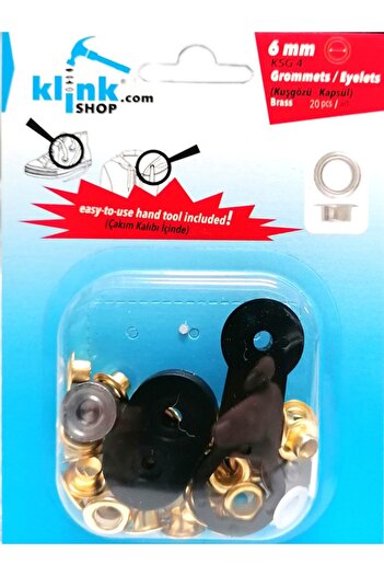 Klinkshop Size 4 Eyelet Hammer Application Apparatus and 20 Pieces 6mm Gold Color Eyelet Kit - stainless