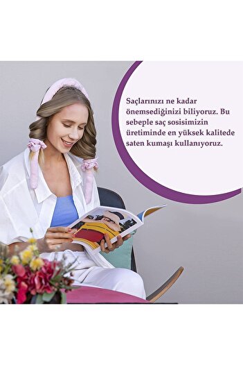 Deko Dekor Isısız Saç Şekillendirme Seti Pudra Pembe Saten Saç Sosisi Saç Bigudisi Seti Saç Şekillendirici