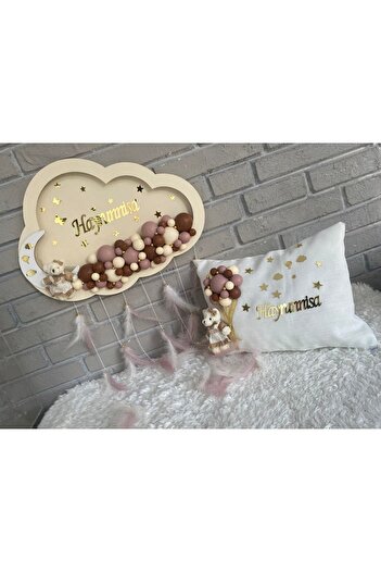 NeşeliAtölyem 45x30 Cm Ledli Bulut Bubble Bebek Kapı Süsü Yastık