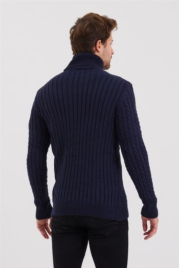 Tarz Cool Men's Navy Blue Knitted Patterned Knitwear Sweater-trz8152r03s