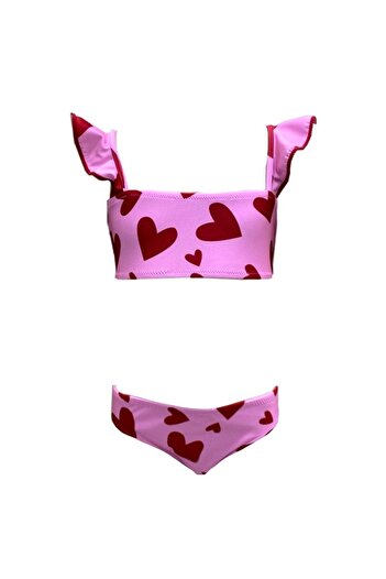 LOOK ME Nessi Byrd 50Uv Strap Ruffle Print Girls' Bikini Set
