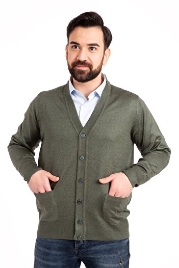 Mutlu City Men's Middle Age and Above Thin Wool Acrylic Knitwear Knitted Buttoned Dad Cardigan 5100