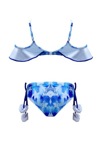 LOOK ME Halter Neck Ruffled Star Printed Pompom Detailed 50Uv Girl's Bikini Set by Nessi Byrd