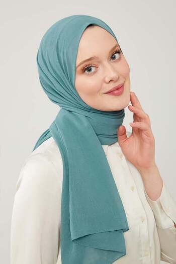 Levidor Petrol Green Frozen Crepe Shawl - SoliD Color