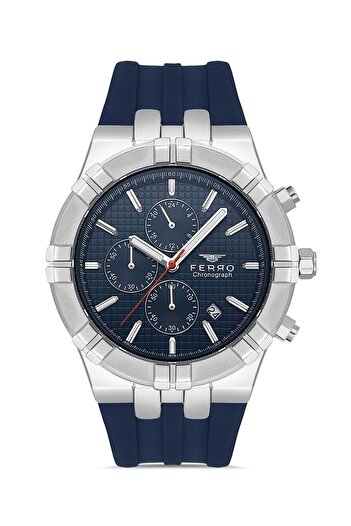 FERRO Fm3178 Men's Navy Color Wristwatch - Silicone Functions, Bracelet Gift