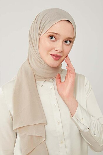Levidor Beige Frozen Crepe Shawl - SoliD Color
