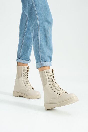 İnan Ayakkabı Women's Boots Beige (SOLE 4 CM)