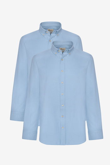 AC&Co / Altınyıldız Classics Men's BlueSlimFitOxfordShirt Pack - 2-piece Easy to Iron