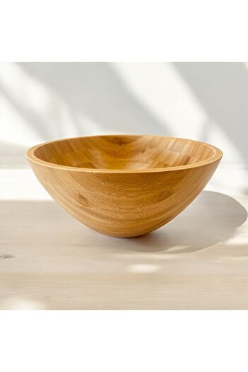 ELZEY HOME Doğal Bambu Derin Salata & Meyve Kasesi 25 cm