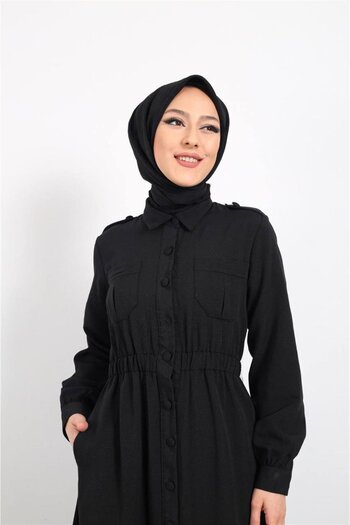 moda periy Linen Hijab Sports Dress - Pocketed and Buttoned