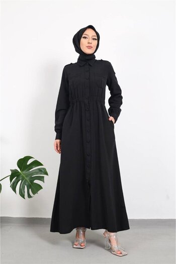 moda periy Linen Hijab Sports Dress - Pocketed and Buttoned