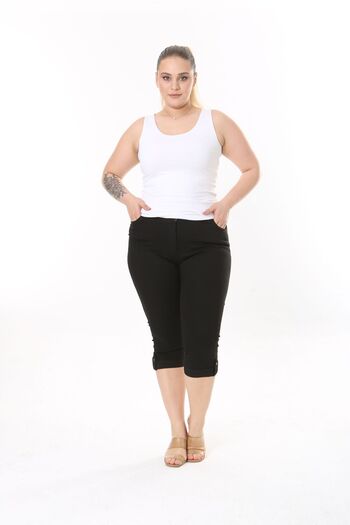 EYLÜL BUTİK Women's Large Size Double Leg Capri